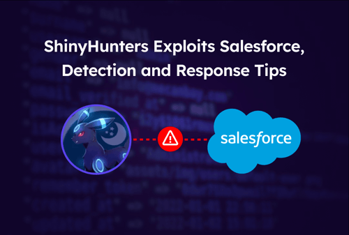 ShinyHunters group image from social and salesforce logo connected with an alert sign