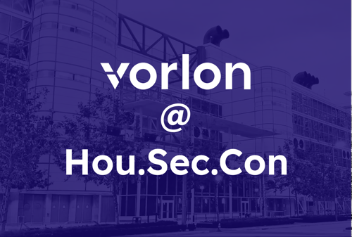 Vorlon at Hou.Sec.Con with image of conference center in background
