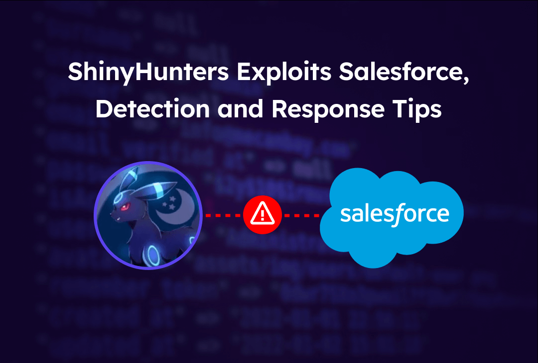 ShinyHunters group image from social and salesforce logo connected with an alert sign